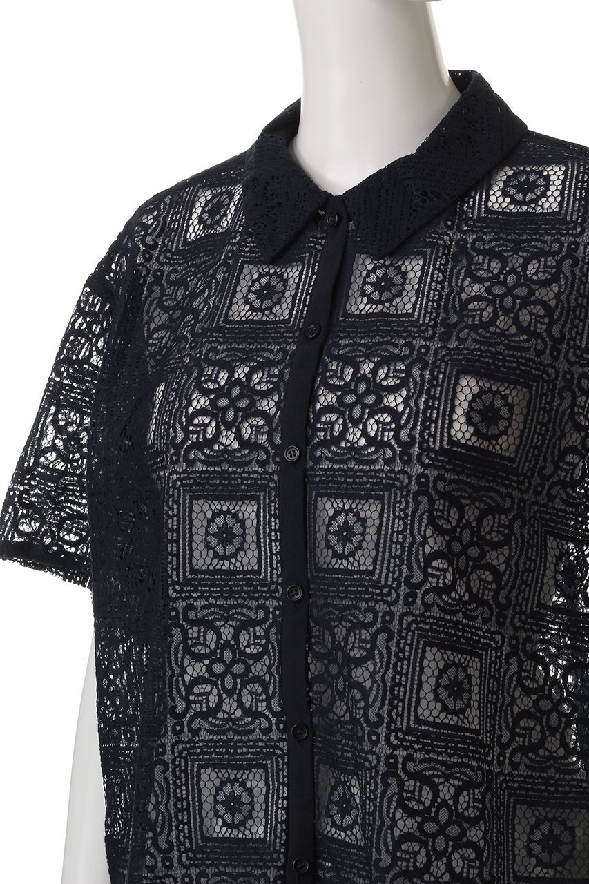 mizuiro ind(ミズイロインド)｜tile lace shirt シャツ/ivory の