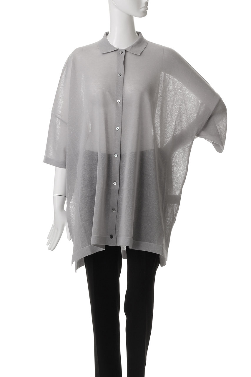 mizuiro Ind/ミズイロインド　BIGシャツ mizuiro ind(ミズイロインド)｜wide knit shirt シャツ/l.gray