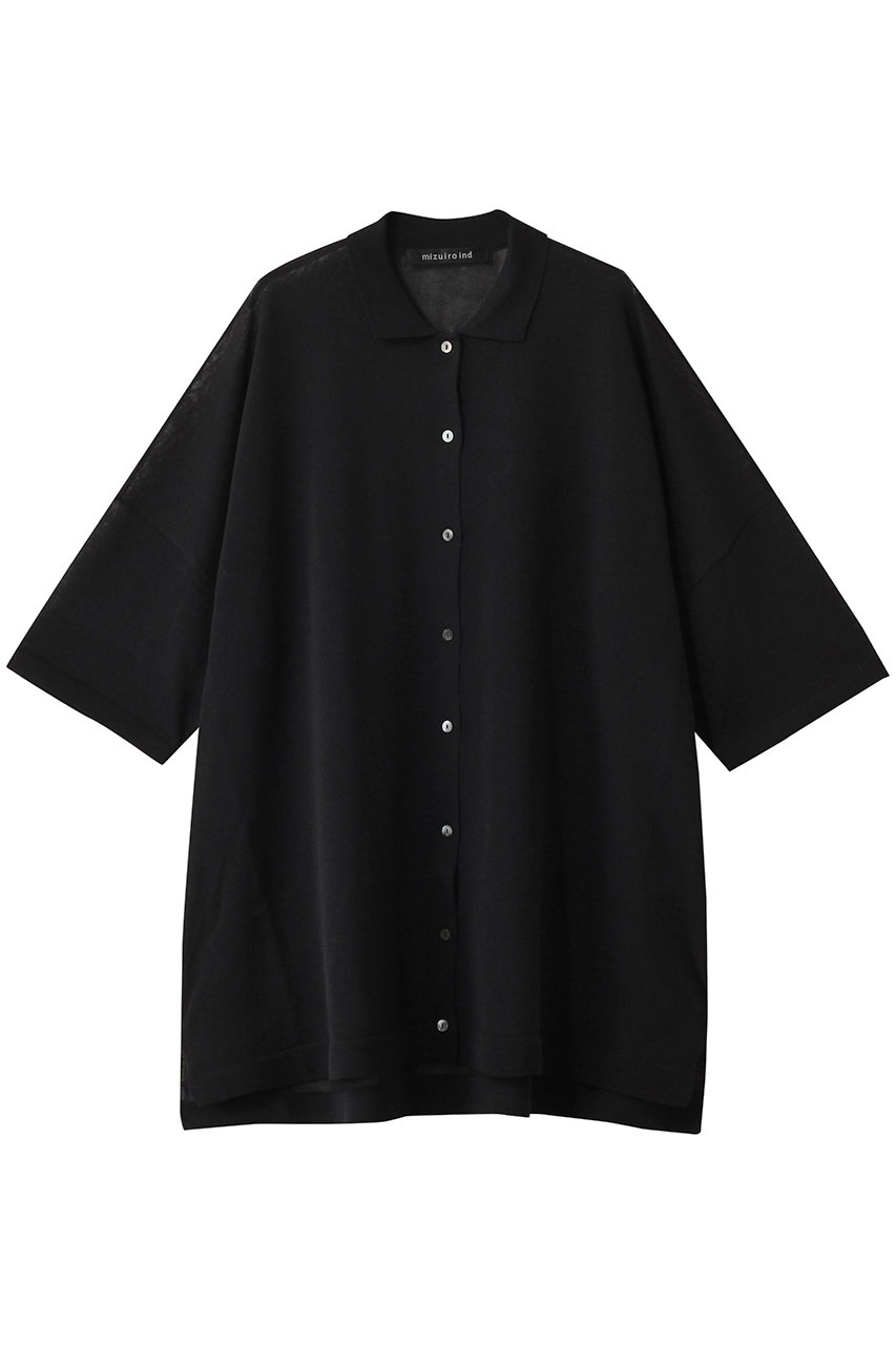mizuiro ind wide knit shirt シャツ (black, F) ミズイロインド ELLE SHOP mizuiro ind wide knit shirt シャツ (black, F) ミズイロインド ELLE SHOP