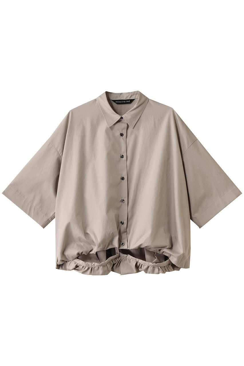 mizuiro ind half slv balloon shirt シャツ (gray, F) ミズイロインド ELLE SHOP mizuiro ind half slv balloon shirt シャツ (gray, F) ミズイロインド ELLE SHOP
