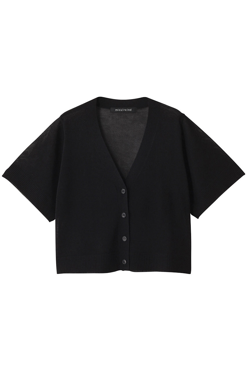 mizuiro ind V neck short C/D カーディガン (black, F) ミズイロインド ELLE SHOP mizuiro ind V neck short C/D カーディガン (black, F) ミズイロインド ELLE SHOP