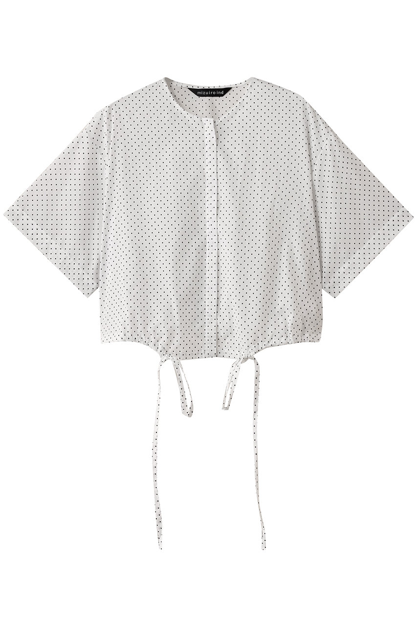 mizuiro ind dots drawstring shirt シャツ (off white, F) ミズイロインド ELLE SHOP mizuiro ind dots drawstring shirt シャツ (off white, F) ミズイロインド ELLE SHOP