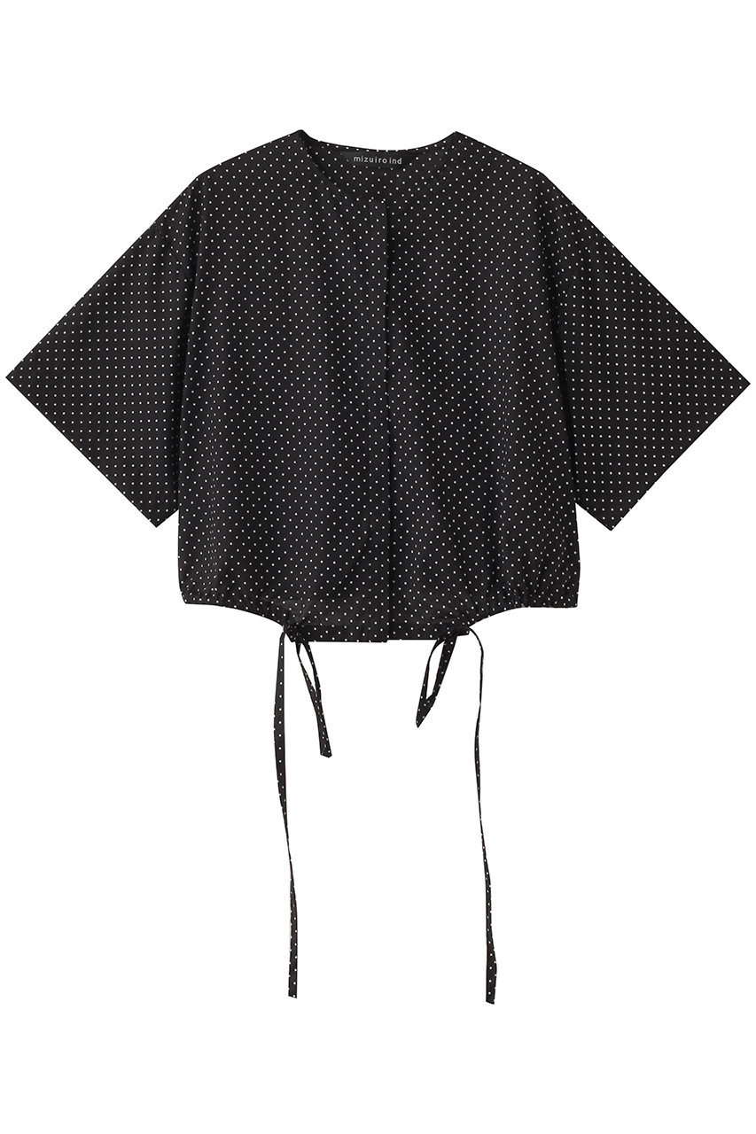 mizuiro ind dots drawstring shirt シャツ (black, F) ミズイロインド ELLE SHOP mizuiro ind dots drawstring shirt シャツ (black, F) ミズイロインド ELLE SHOP