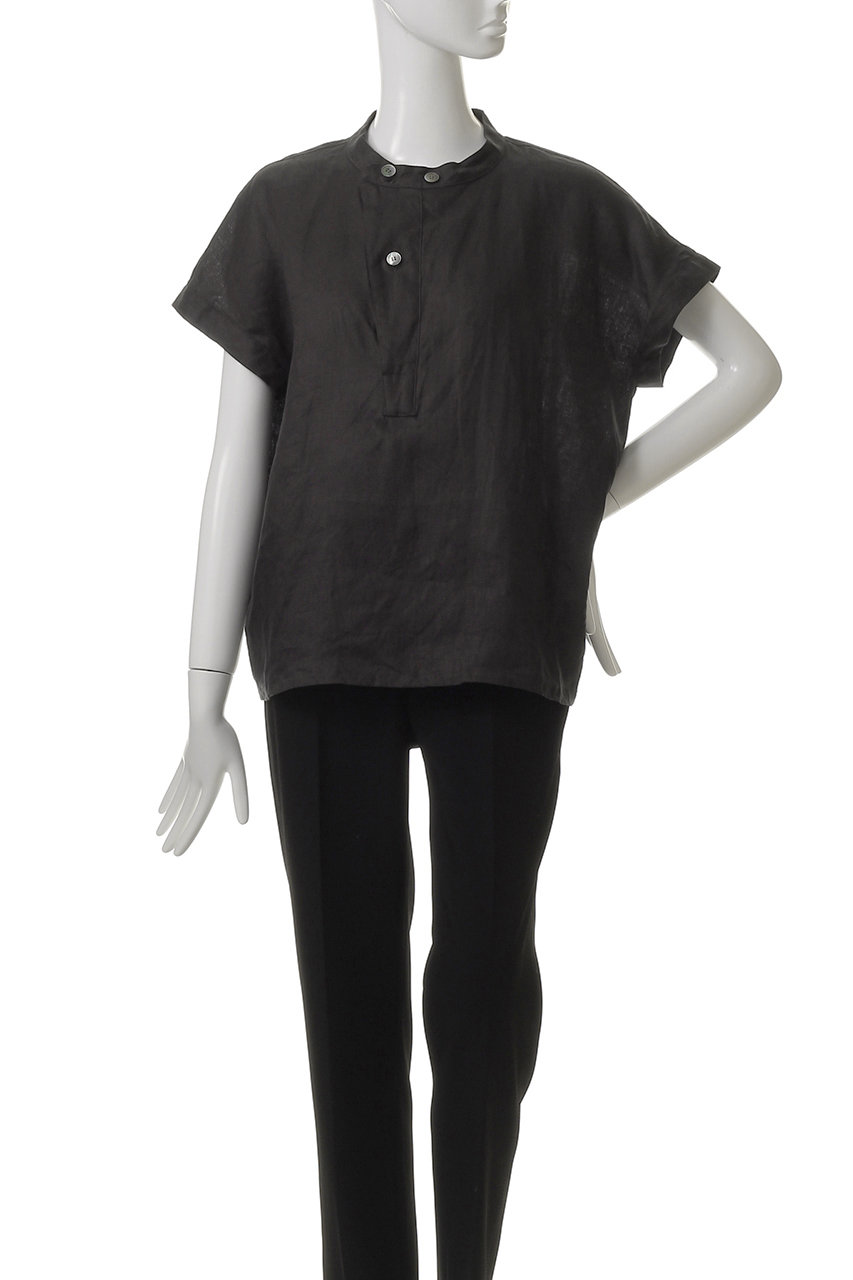 新品タグ付き mizuiro ind pleats collar shirts mizuiro ind(ミズイロインド)|linen stand collar shirt シャツ