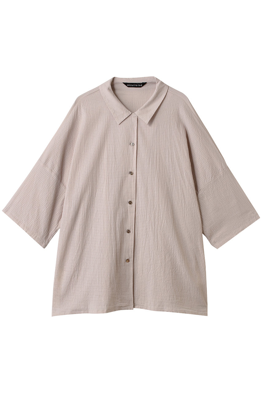 mizuiro ind ripple wide shirt シャツ (pink, F) ミズイロインド ELLE SHOP mizuiro ind ripple wide shirt シャツ (pink, F) ミズイロインド ELLE SHOP