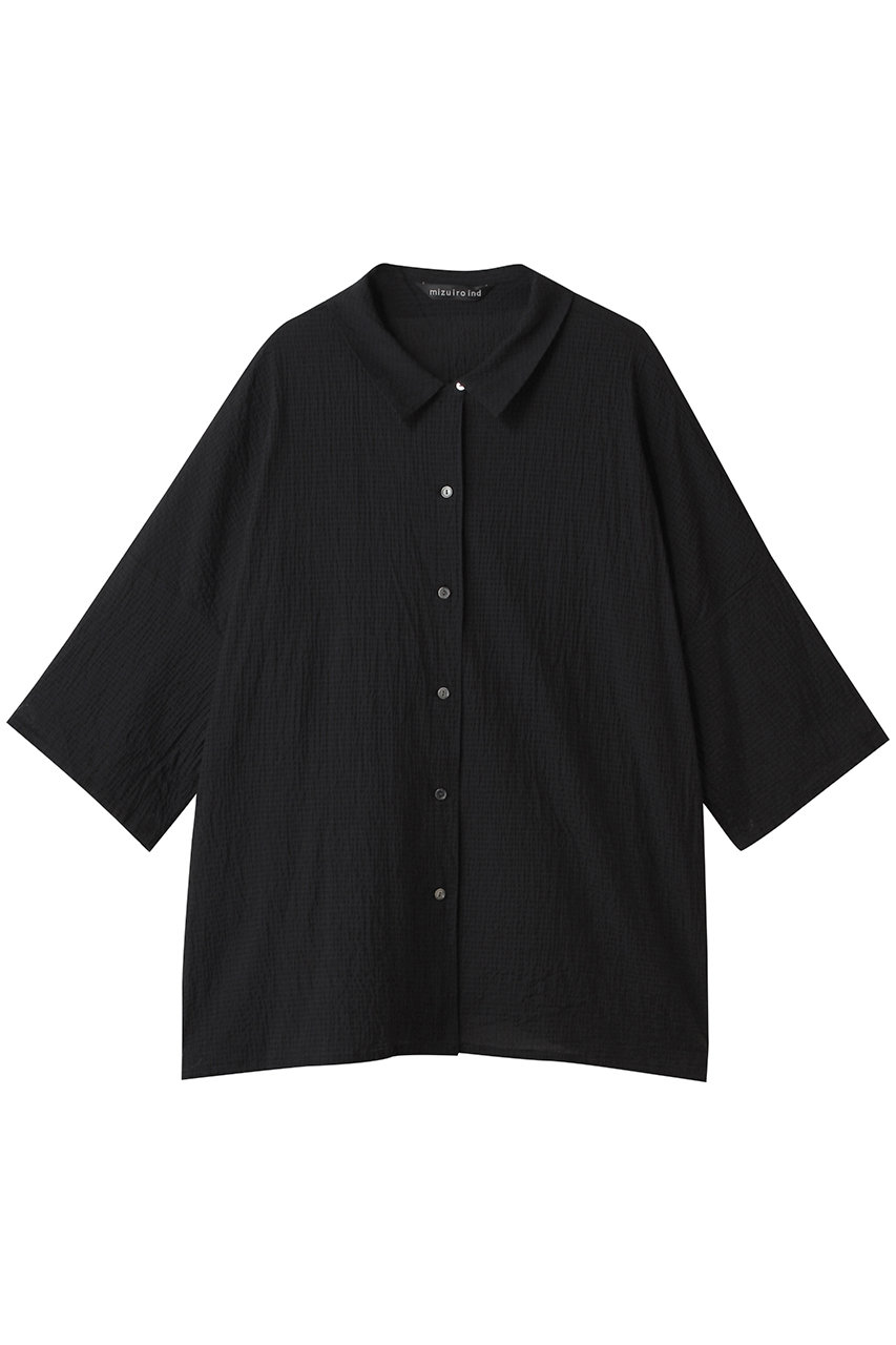 mizuiro ind ripple wide shirt シャツ (black, F) ミズイロインド ELLE SHOP mizuiro ind ripple wide shirt シャツ (black, F) ミズイロインド ELLE SHOP