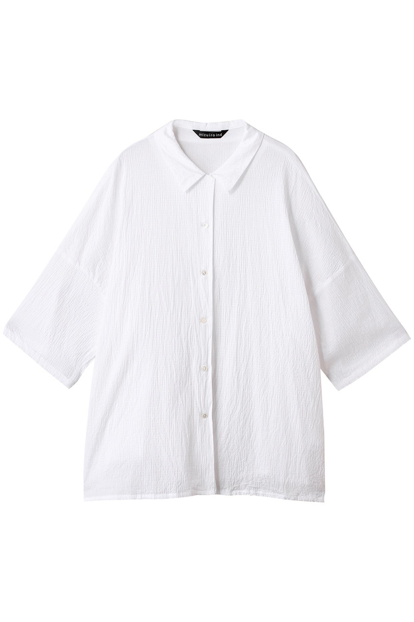 mizuiro ind ripple wide shirt シャツ (white, F) ミズイロインド ELLE SHOP mizuiro ind ripple wide shirt シャツ (white, F) ミズイロインド ELLE SHOP