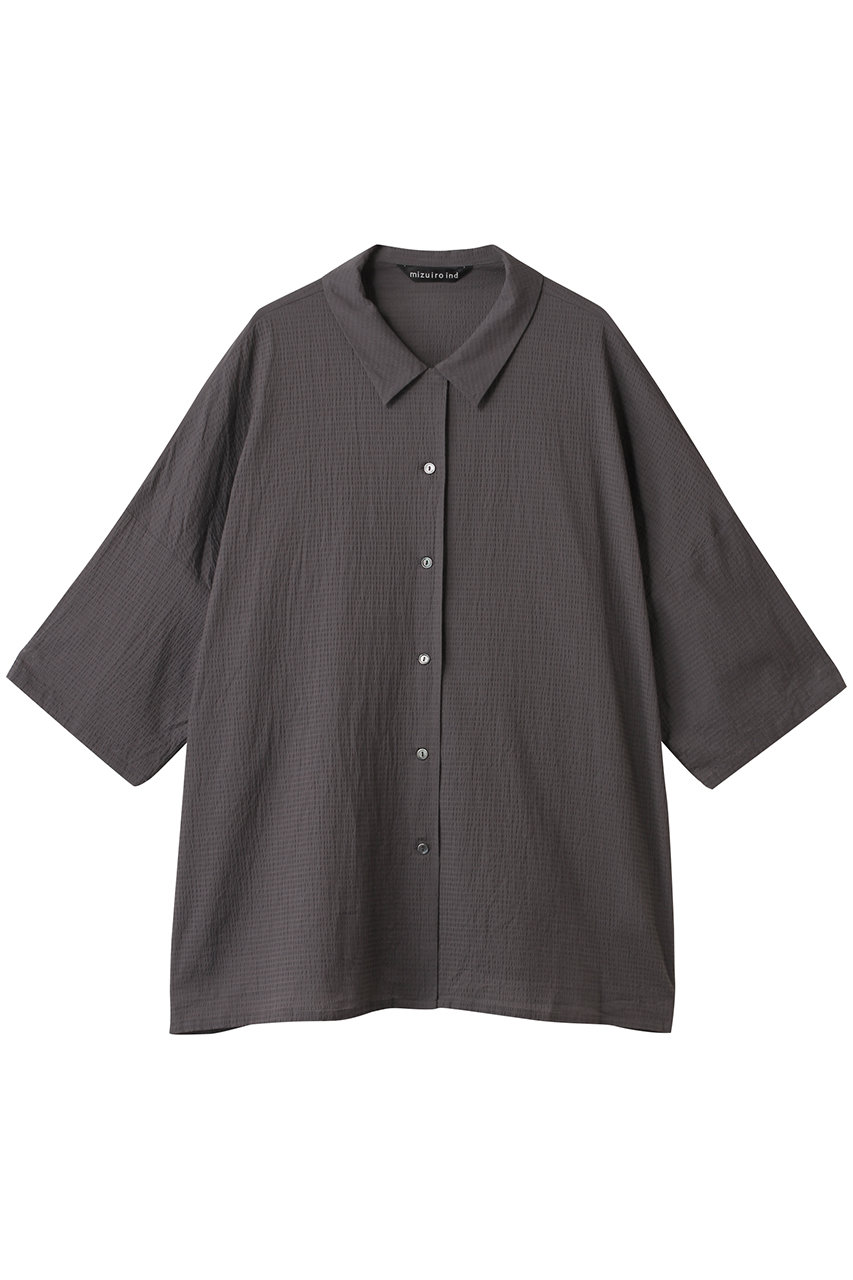 mizuiro ind ripple wide shirt シャツ (gray, F) ミズイロインド ELLE SHOP mizuiro ind ripple wide shirt シャツ (gray, F) ミズイロインド ELLE SHOP