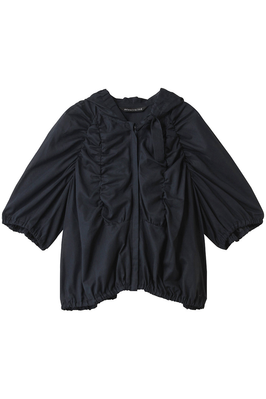 mizuiro ind gathered hooded shirt シャツ (ネイビー, F) ミズイロインド ELLE SHOP mizuiro ind gathered hooded shirt シャツ (ネイビー, F) ミズイロインド ELLE SHOP