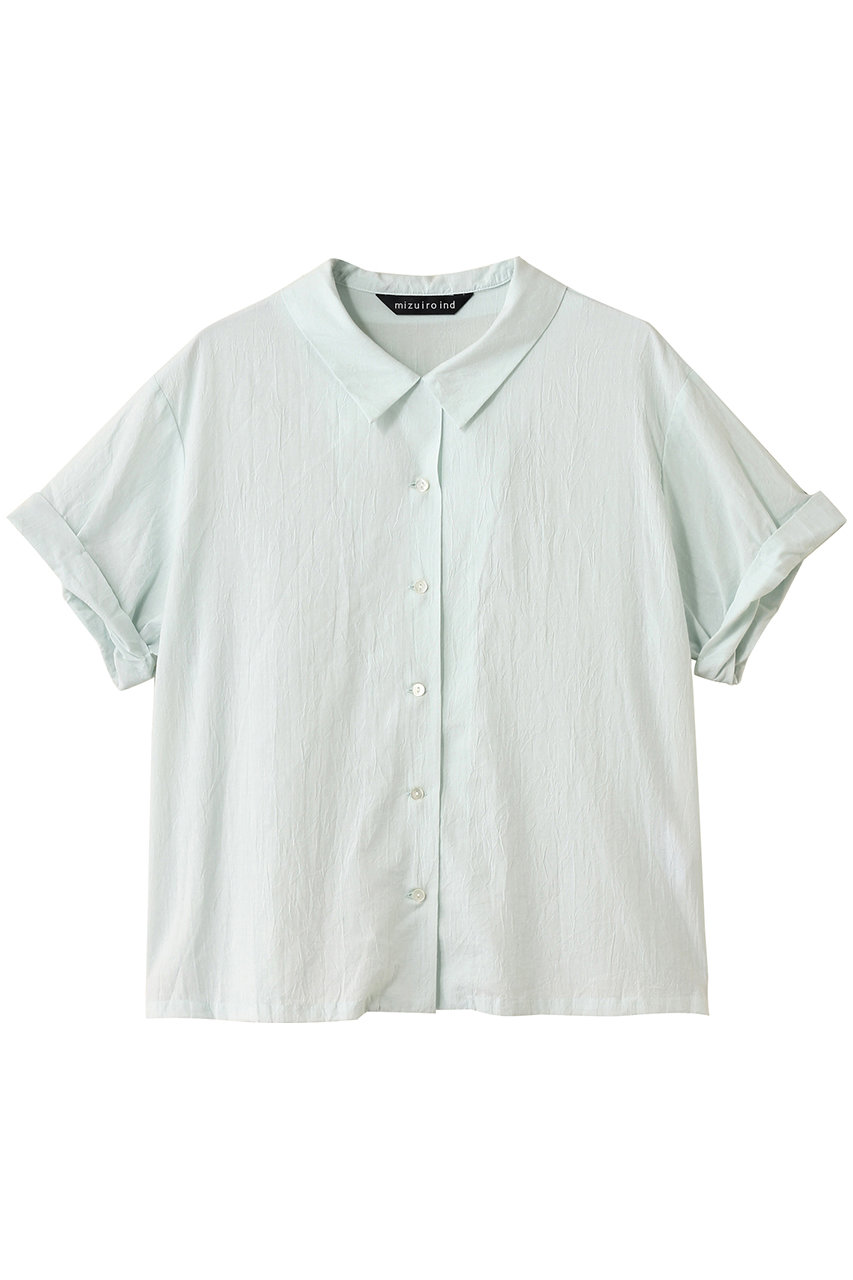 mizuiro ind roll up slv shirt シャツ (l.blue, F) ミズイロインド ELLE SHOP mizuiro ind roll up slv shirt シャツ (l.blue, F) ミズイロインド ELLE SHOP