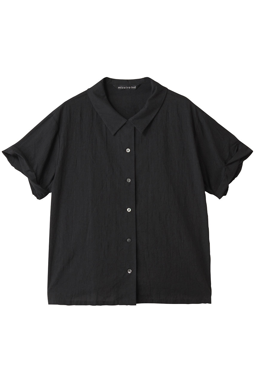 mizuiro ind roll up slv shirt シャツ (black, F) ミズイロインド ELLE SHOP mizuiro ind roll up slv shirt シャツ (black, F) ミズイロインド ELLE SHOP
