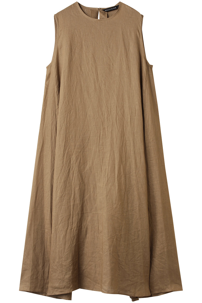 mizuiro ind linen N/S flare OP ワンピース (beige, F) ミズイロインド ELLE SHOP mizuiro ind linen N/S flare OP ワンピース (beige, F) ミズイロインド ELLE SHOP