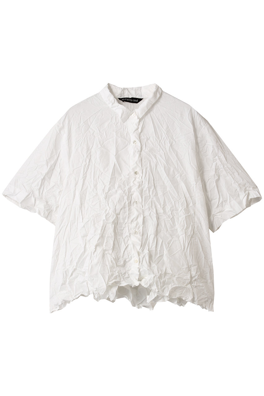 mizuiro ind washer pleats flare check shirt シャツ (off white, F) ミズイロインド ELLE SHOP mizuiro ind washer pleats flare check shirt シャツ (off white, F) ミズイロインド ELLE SHOP
