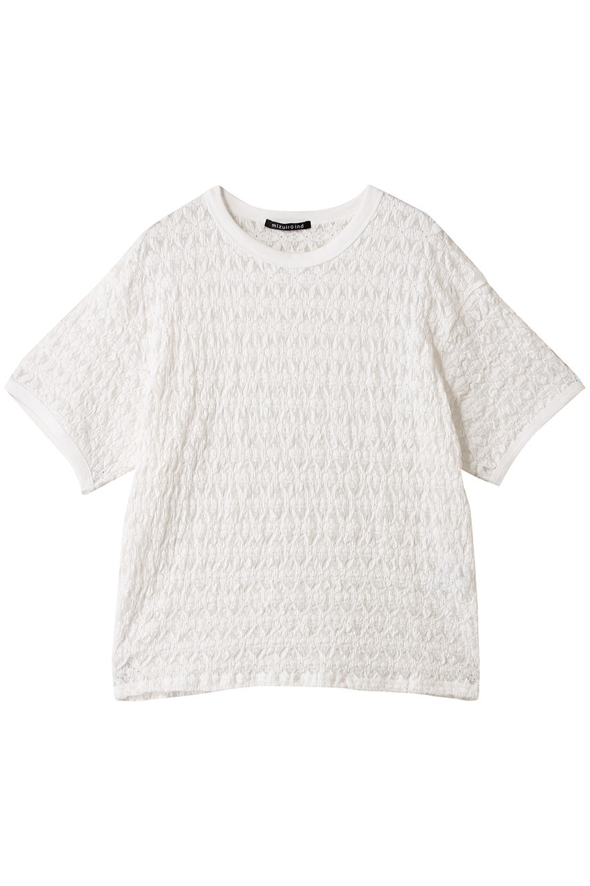 mizuiro ind stretch lace c/neck T Tシャツ (off white, F) ミズイロインド ELLE SHOP mizuiro ind stretch lace c/neck T Tシャツ (off white, F) ミズイロインド ELLE SHOP