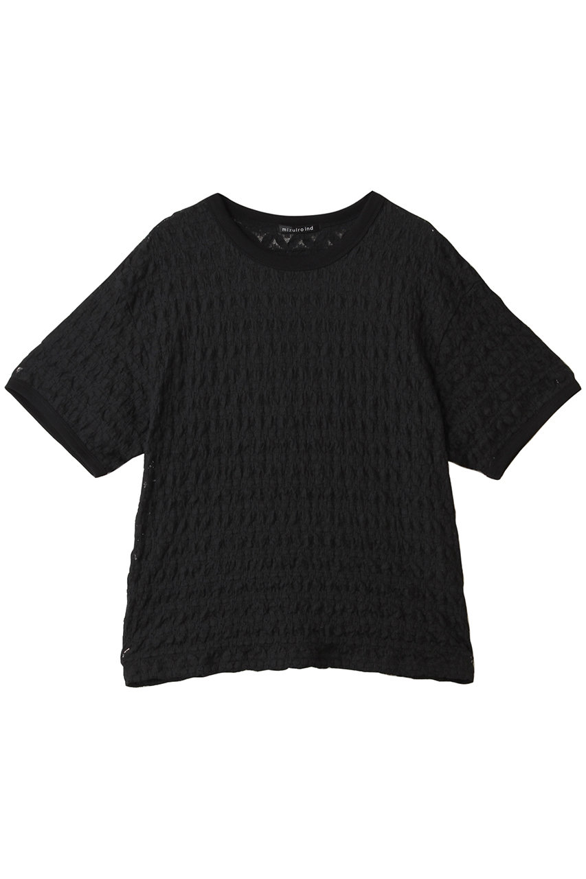 mizuiro ind stretch lace c/neck T Tシャツ (black, F) ミズイロインド ELLE SHOP mizuiro ind stretch lace c/neck T Tシャツ (black, F) ミズイロインド ELLE SHOP