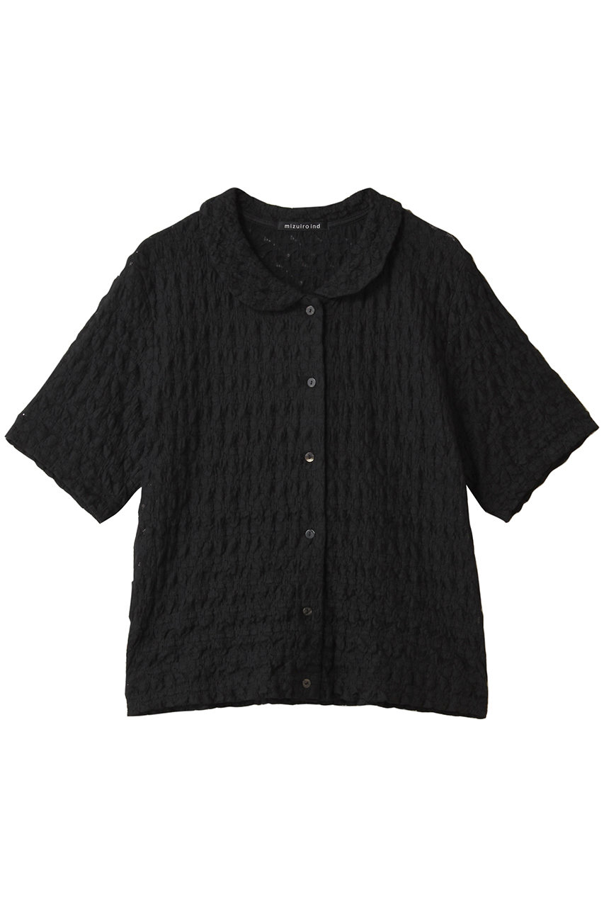 mizuiro ind stretch lace round collar shirt シャツ (black, F) ミズイロインド ELLE SHOP mizuiro ind stretch lace round collar shirt シャツ (black, F) ミズイロインド ELLE SHOP