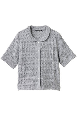 美品 23SS ミズイロインド 半袖シャツ シアー 三重襟 ブラウス mizuiro ind｜スタンドカラーシアーシャツ - MARcourt
