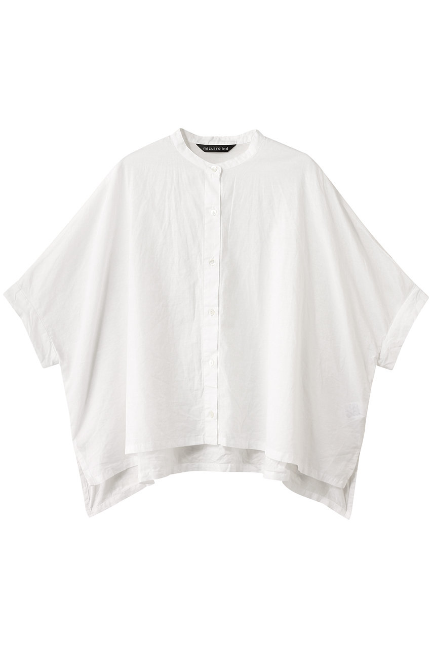 mizuiro ind linen blend stand collar wide shirt シャツ (off white, F) ミズイロインド ELLE SHOP mizuiro ind linen blend stand collar wide shirt シャツ (off white, F) ミズイロインド ELLE SHOP