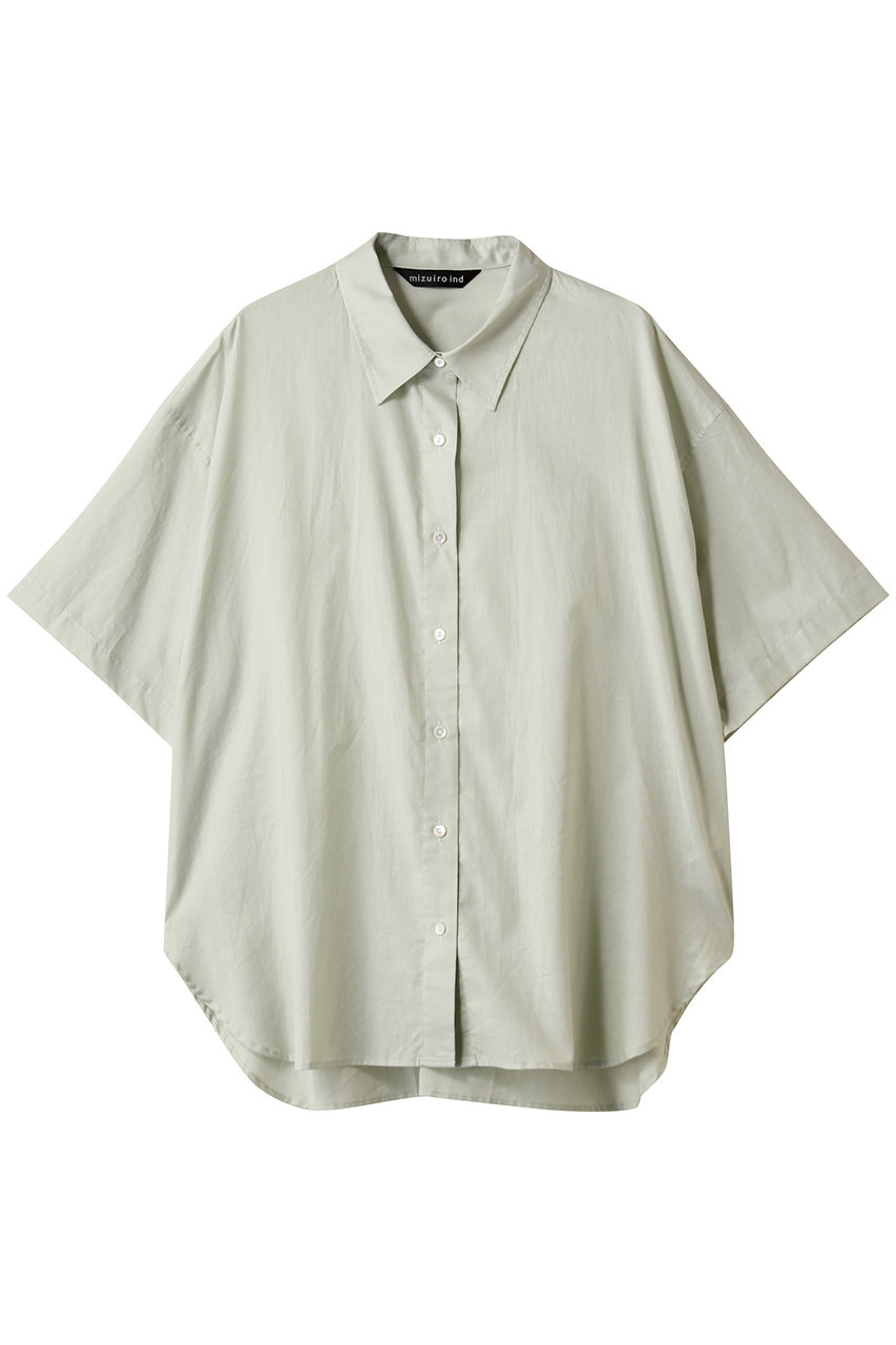 mizuiro ind half slv wide shirt シャツ (green, F) ミズイロインド ELLE SHOP mizuiro ind half slv wide shirt シャツ (green, F) ミズイロインド ELLE SHOP