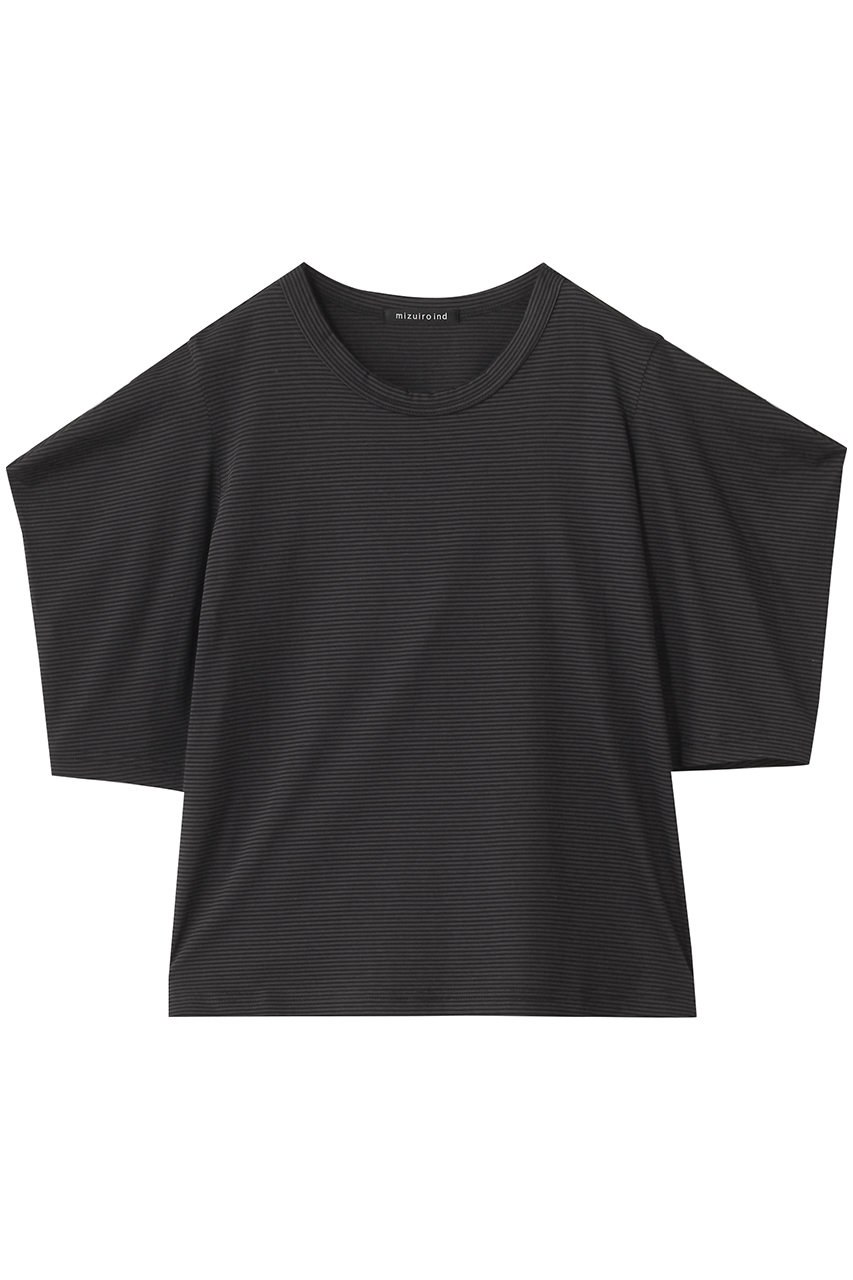 mizuiro ind border drape slv Tshirt Tシャツ (gray, F) ミズイロインド ELLE SHOP mizuiro ind border drape slv Tshirt Tシャツ (gray, F) ミズイロインド ELLE SHOP