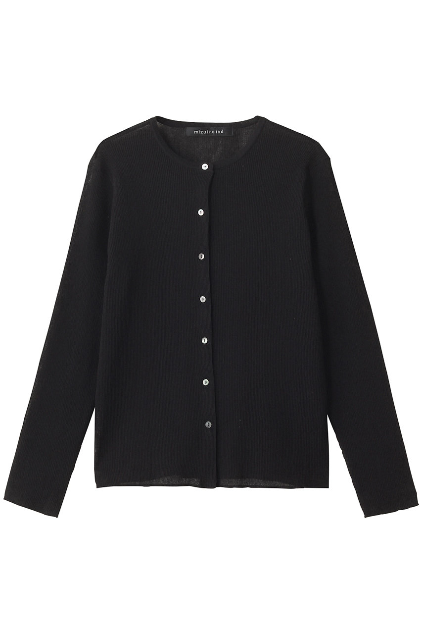 mizuiro ind crew neck rib C/D カーディガン (black, F) ミズイロインド ELLE SHOP