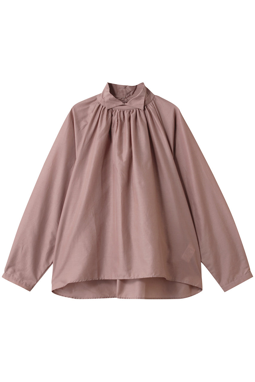 mizuiro ind stand shirt collar gathered shirt シャツ (pink, F) ミズイロインド ELLE SHOP mizuiro ind stand shirt collar gathered shirt シャツ (pink, F) ミズイロインド ELLE SHOP