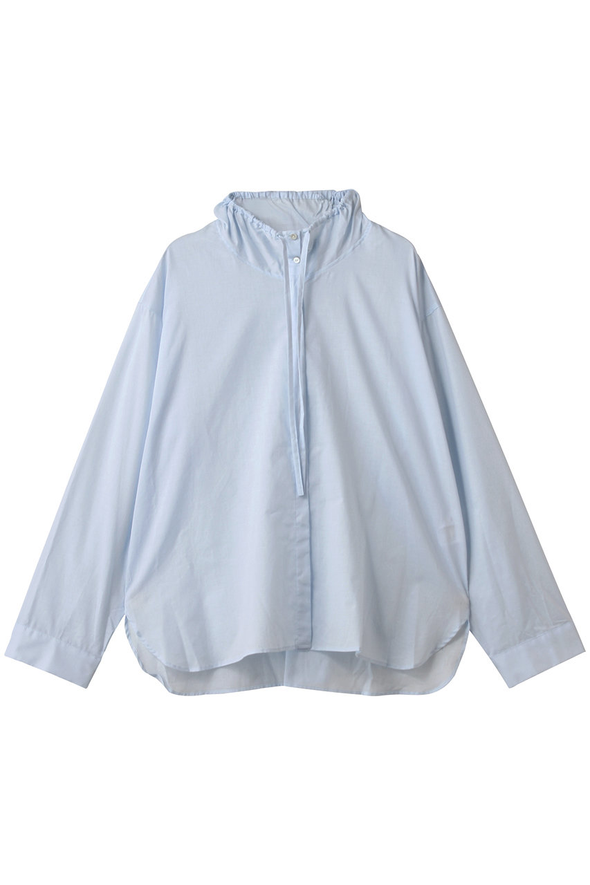 mizuiro ind gathered stand collar shirt シャツ (l.blue, F) ミズイロインド ELLE SHOP mizuiro ind gathered stand collar shirt シャツ (l.blue, F) ミズイロインド ELLE SHOP