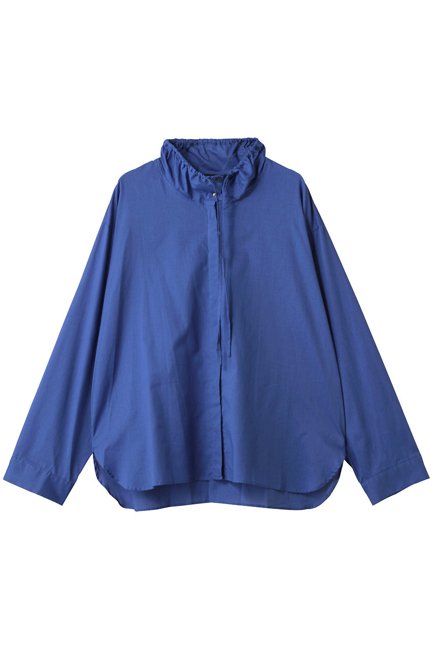 mizuiro ind gathered stand collar shirt シャツ (blue, F) ミズイロインド ELLE SHOP mizuiro ind gathered stand collar shirt シャツ (blue, F) ミズイロインド ELLE SHOP
