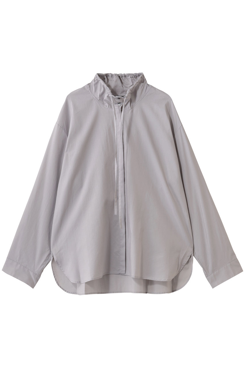 mizuiro ind ギャザースタンドカラーシャツ (l.gray, F) ミズイロインド ELLE SHOP