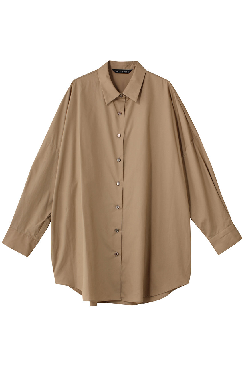 mizuiro ind wide tunic shirt シャツ (beige, F) ミズイロインド ELLE SHOP mizuiro ind wide tunic shirt シャツ (beige, F) ミズイロインド ELLE SHOP