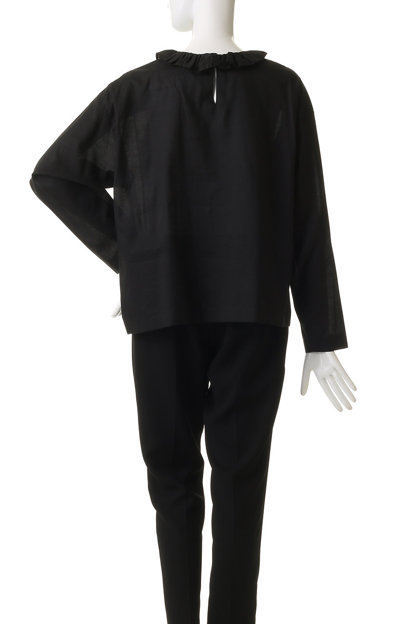 mizuiro ind(ミズイロインド)｜フリルカラープルオーバーシャツ/off