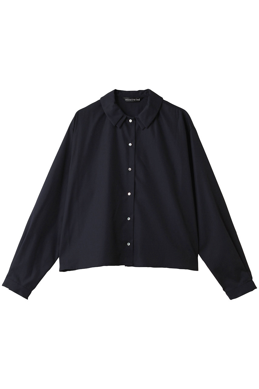 mizuiro ind double collars shirt シャツ (navy, F) ミズイロインド ELLE SHOP mizuiro ind double collars shirt シャツ (navy, F) ミズイロインド ELLE SHOP