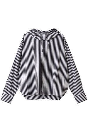 ミズイロインド/mizuiro indのストライプフードシャツ(110400/110403)