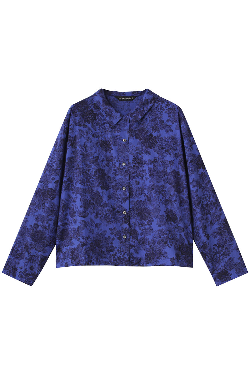 mizuiro ind print basic shirt シャツ (blue, F) ミズイロインド ELLE SHOP mizuiro ind print basic shirt シャツ (blue, F) ミズイロインド ELLE SHOP