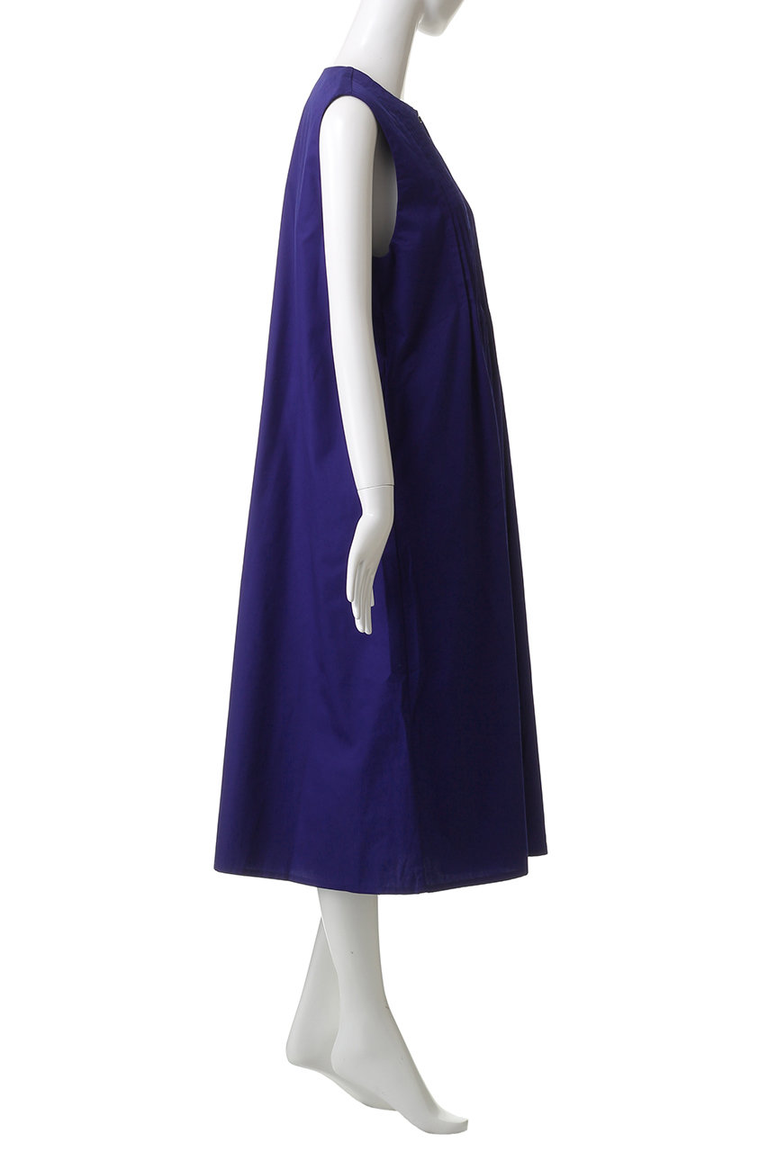 mizuiro ind(ミズイロインド)｜クルーネックピンタックワンピース/blue