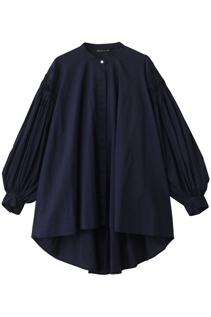 mizuiro ind pin tucked puff slv shirt シャツ (navy, F) ミズイロインド ELLE SHOP mizuiro ind pin tucked puff slv shirt シャツ (navy, F) ミズイロインド ELLE SHOP