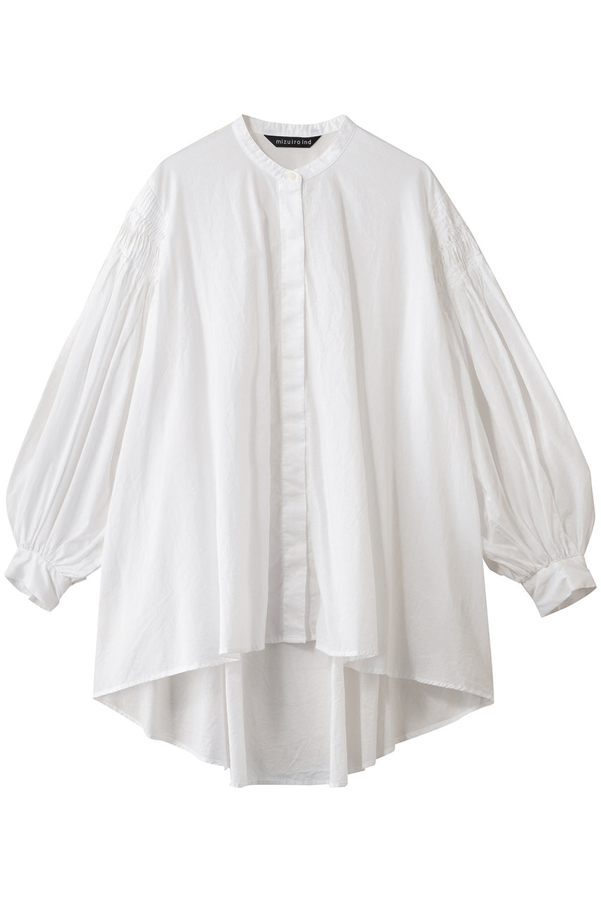 ミズイロインド/mizuiro indのピンタックパフスリーブシャツ(off white/3-230083)
