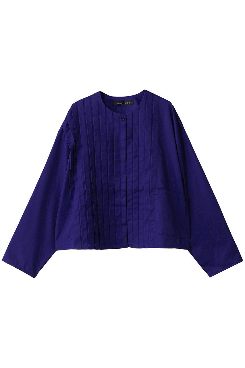 mizuiro ind crew neck pin tucked shirt シャツ (blue, F) ミズイロインド ELLE SHOP mizuiro ind crew neck pin tucked shirt シャツ (blue, F) ミズイロインド ELLE SHOP