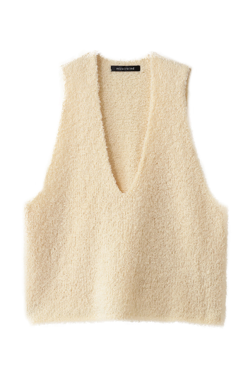 mizuiro ind hairly V neck vest ベスト (ivory, F) ミズイロインド ELLE SHOP mizuiro ind hairly V neck vest ベスト (ivory, F) ミズイロインド ELLE SHOP