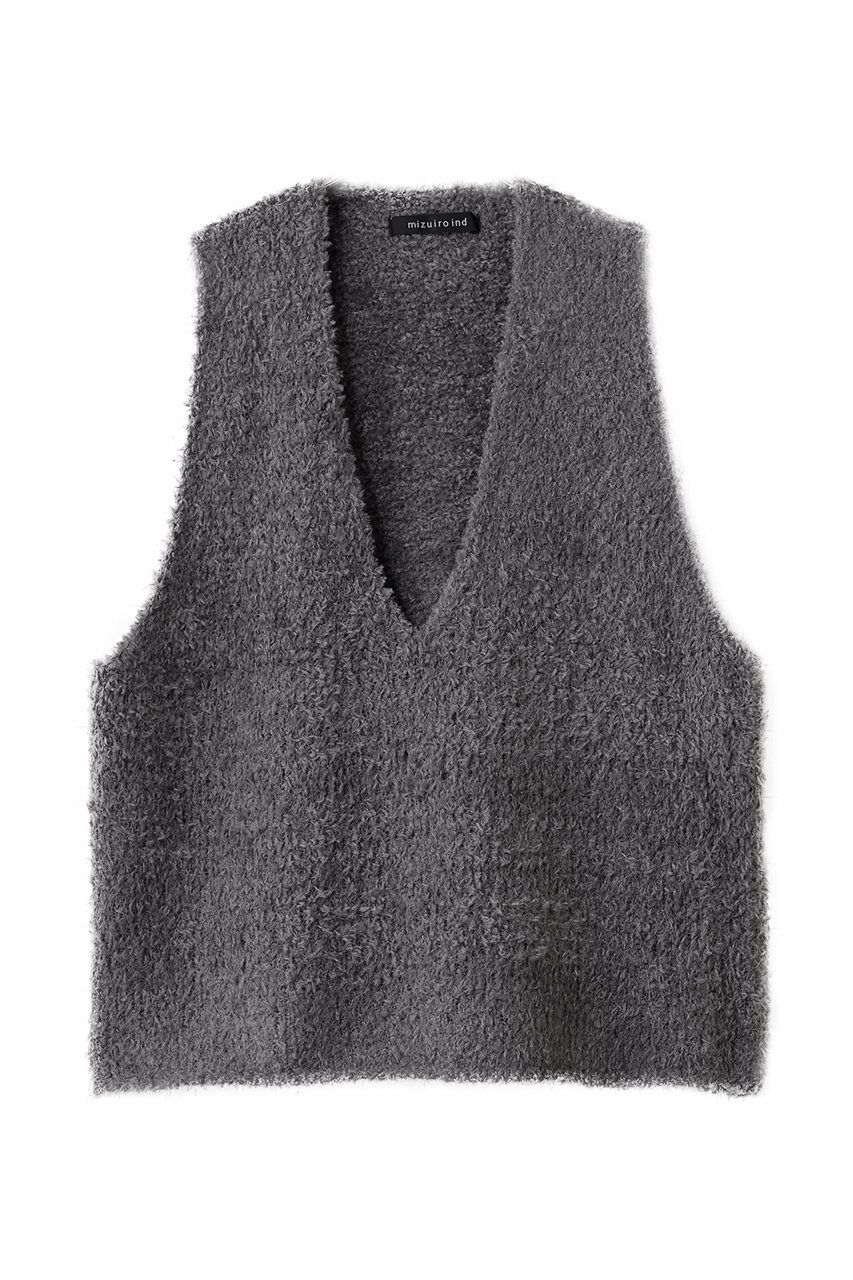 mizuiro ind hairly V neck vest ベスト (l.gray, F) ミズイロインド ELLE SHOP mizuiro ind hairly V neck vest ベスト (l.gray, F) ミズイロインド ELLE SHOP
