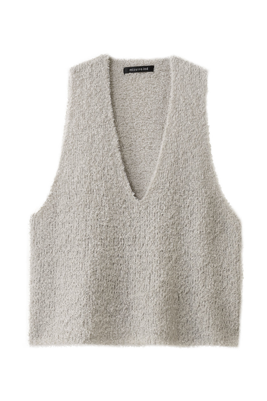 mizuiro ind hairly V neck vest ベスト (beige, F) ミズイロインド ELLE SHOP mizuiro ind hairly V neck vest ベスト (beige, F) ミズイロインド ELLE SHOP