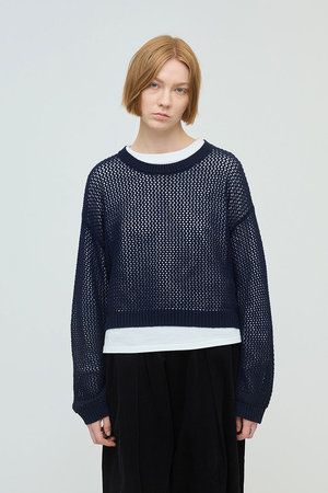 ミズイロインド/mizuiro indのmesh crew neck P/O プルオーバー(110300/110301)