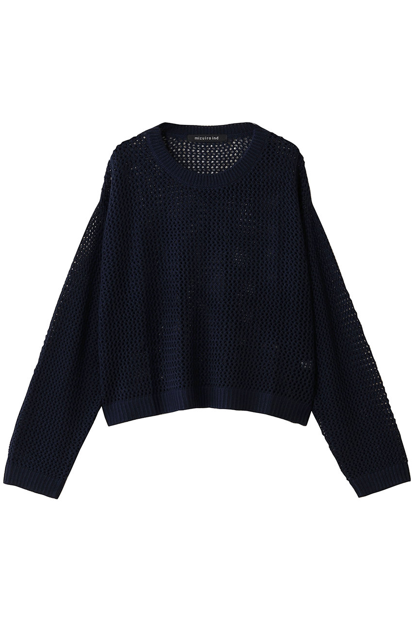 mizuiro ind mesh crew neck P/O プルオーバー (navy, F) ミズイロインド ELLE SHOP mizuiro ind mesh crew neck P/O プルオーバー (navy, F) ミズイロインド ELLE SHOP