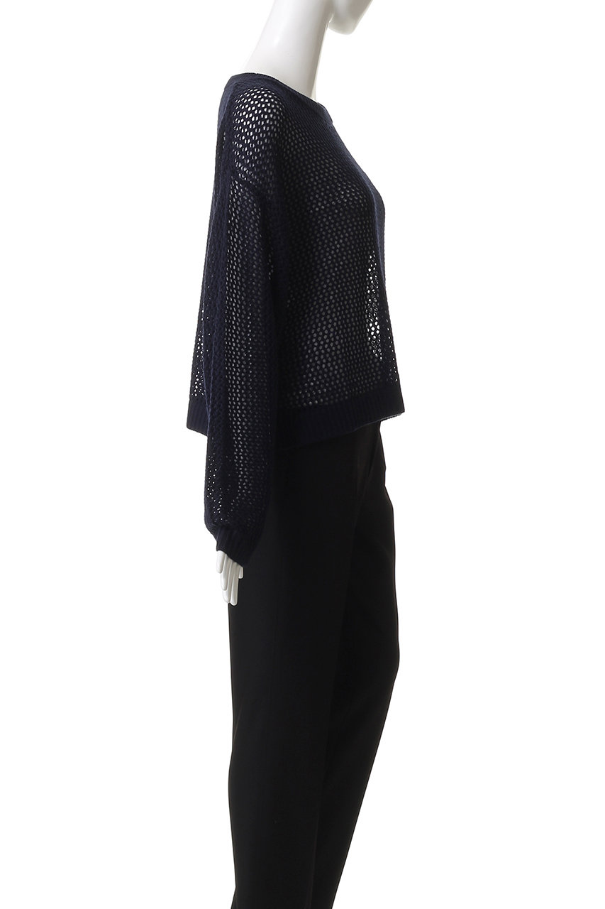 mizuiro ind(ミズイロインド)｜メッシュクルーネックプルオーバー/navy
