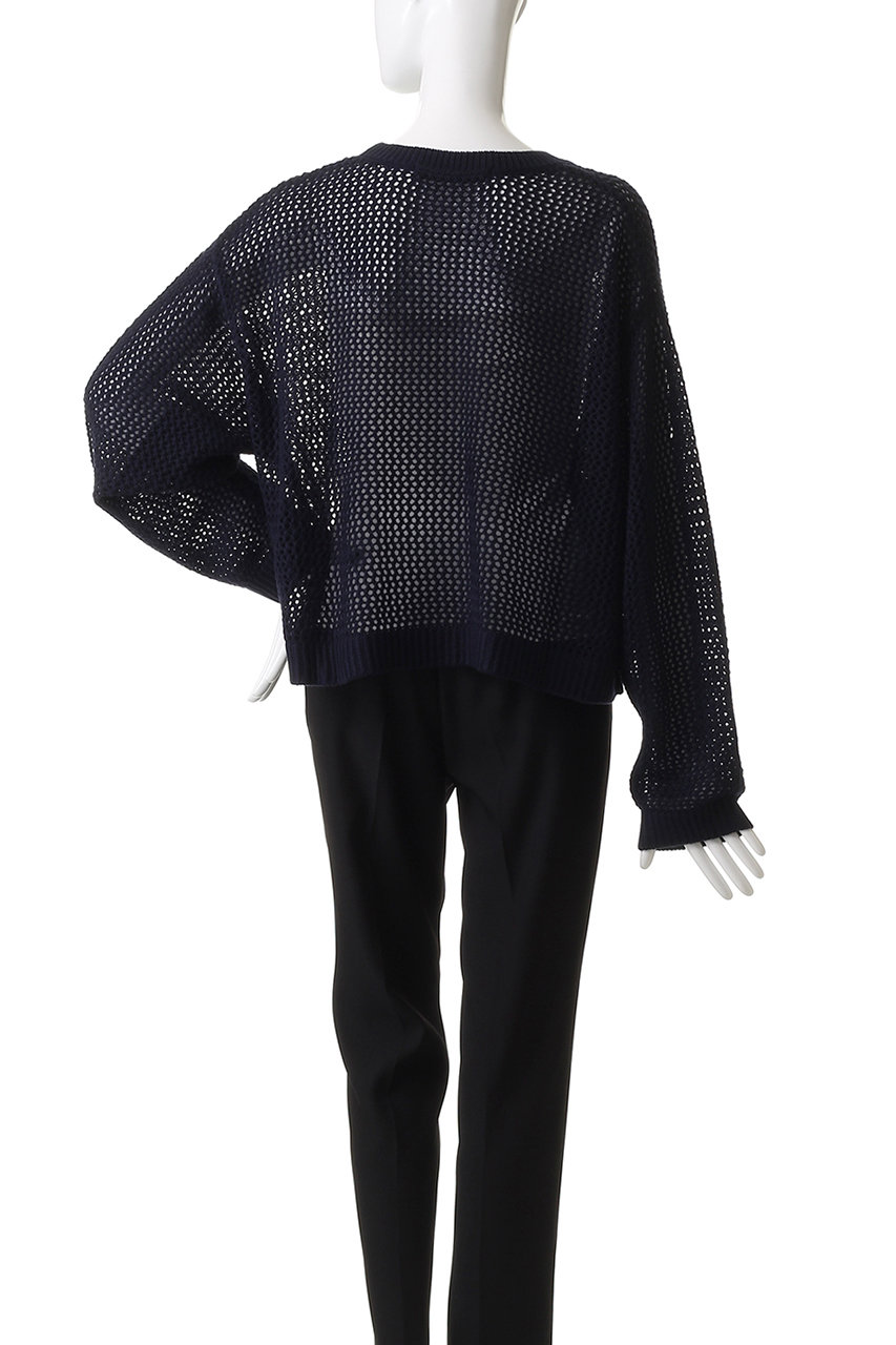 mizuiro ind(ミズイロインド)｜メッシュクルーネックプルオーバー/navy