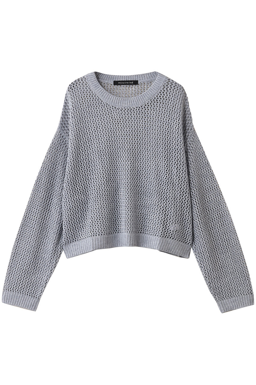mizuiro ind mesh crew neck P/O プルオーバー (l.gray, F) ミズイロインド ELLE SHOP mizuiro ind mesh crew neck P/O プルオーバー (l.gray, F) ミズイロインド ELLE SHOP