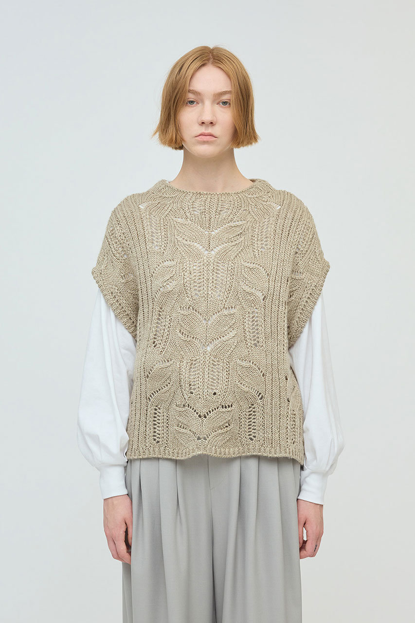 mizuiro ind(ミズイロインド)｜sheer cable pattern vest ベスト