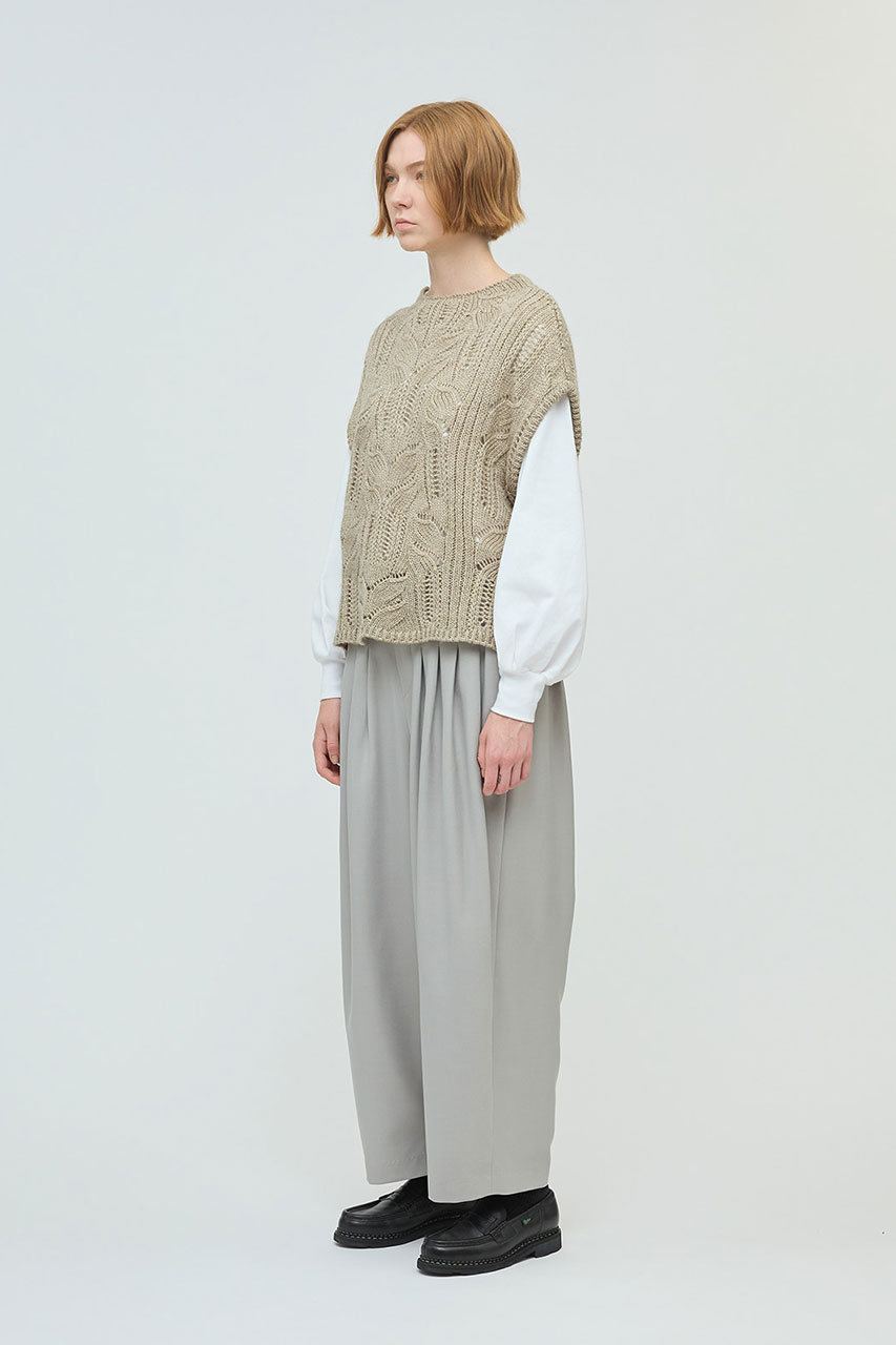 mizuiro ind(ミズイロインド)｜sheer cable pattern vest ベスト