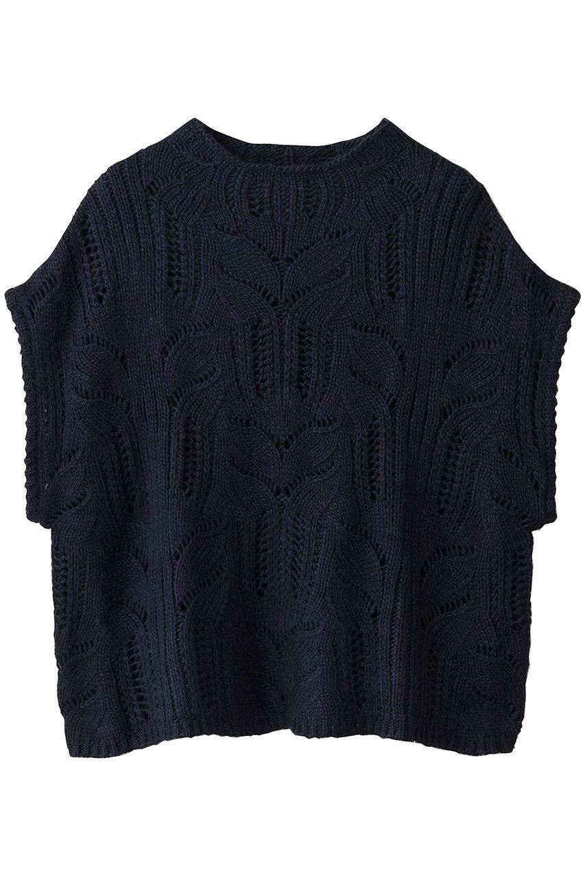 mizuiro ind sheer cable pattern vest ベスト (navy, F) ミズイロインド ELLE SHOP mizuiro ind sheer cable pattern vest ベスト (navy, F) ミズイロインド ELLE SHOP