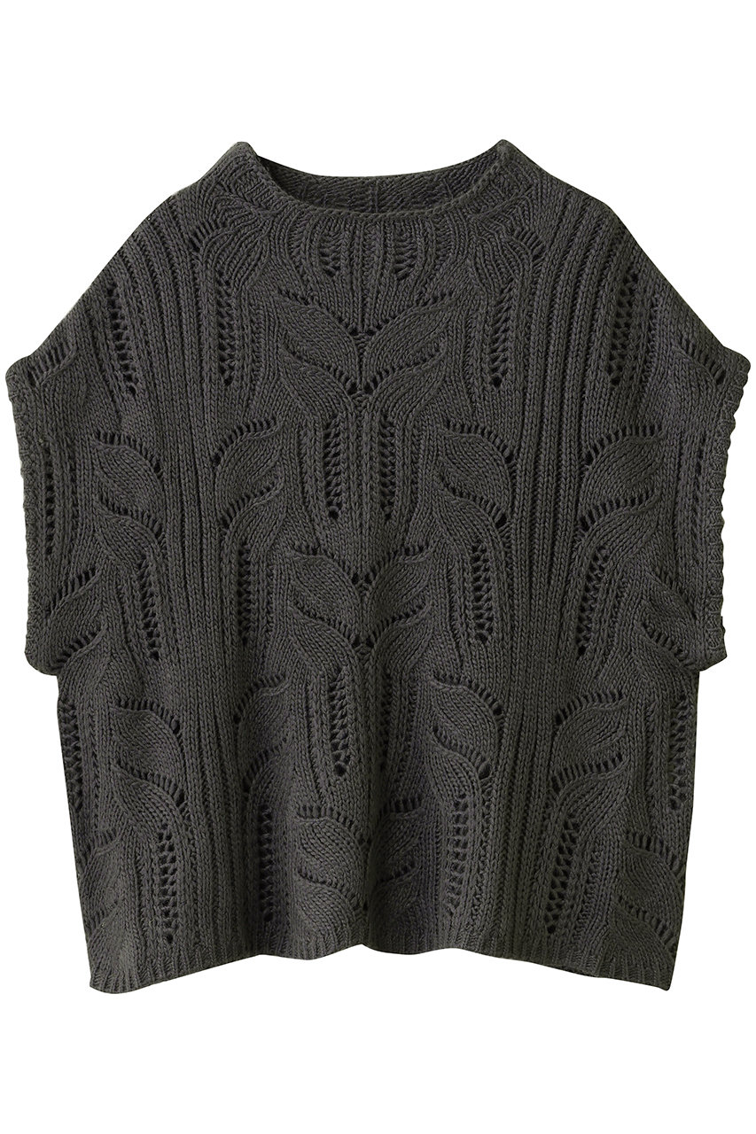 mizuiro ind sheer cable pattern vest ベスト (c.gray, F) ミズイロインド ELLE SHOP mizuiro ind sheer cable pattern vest ベスト (c.gray, F) ミズイロインド ELLE SHOP